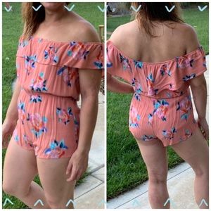 Honey Belle pink and floral shorts romper size medium